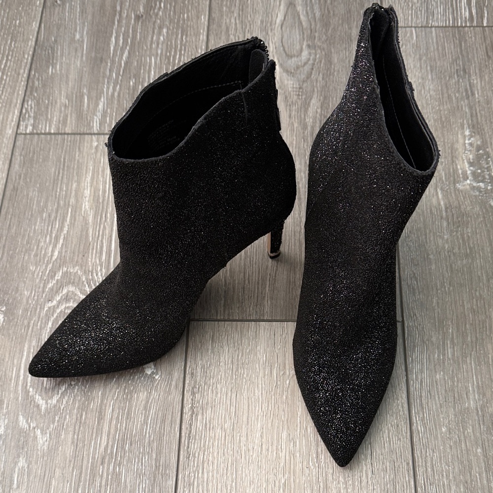 Kenneth Cole Glitter Black Ankle Booties